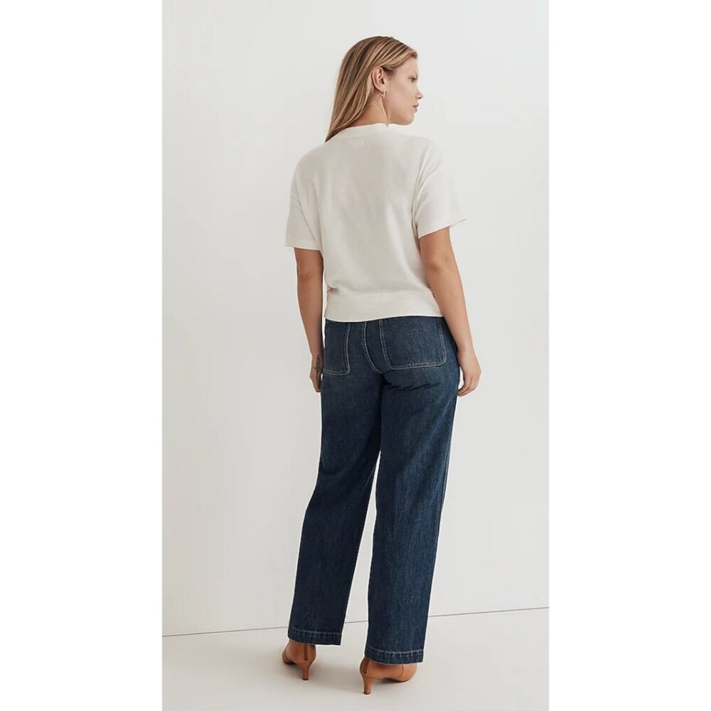 Madewell $52 Womens Waffle Mockneck Tee in Lighthouse Size M NJ790 - Picture 2 of 7